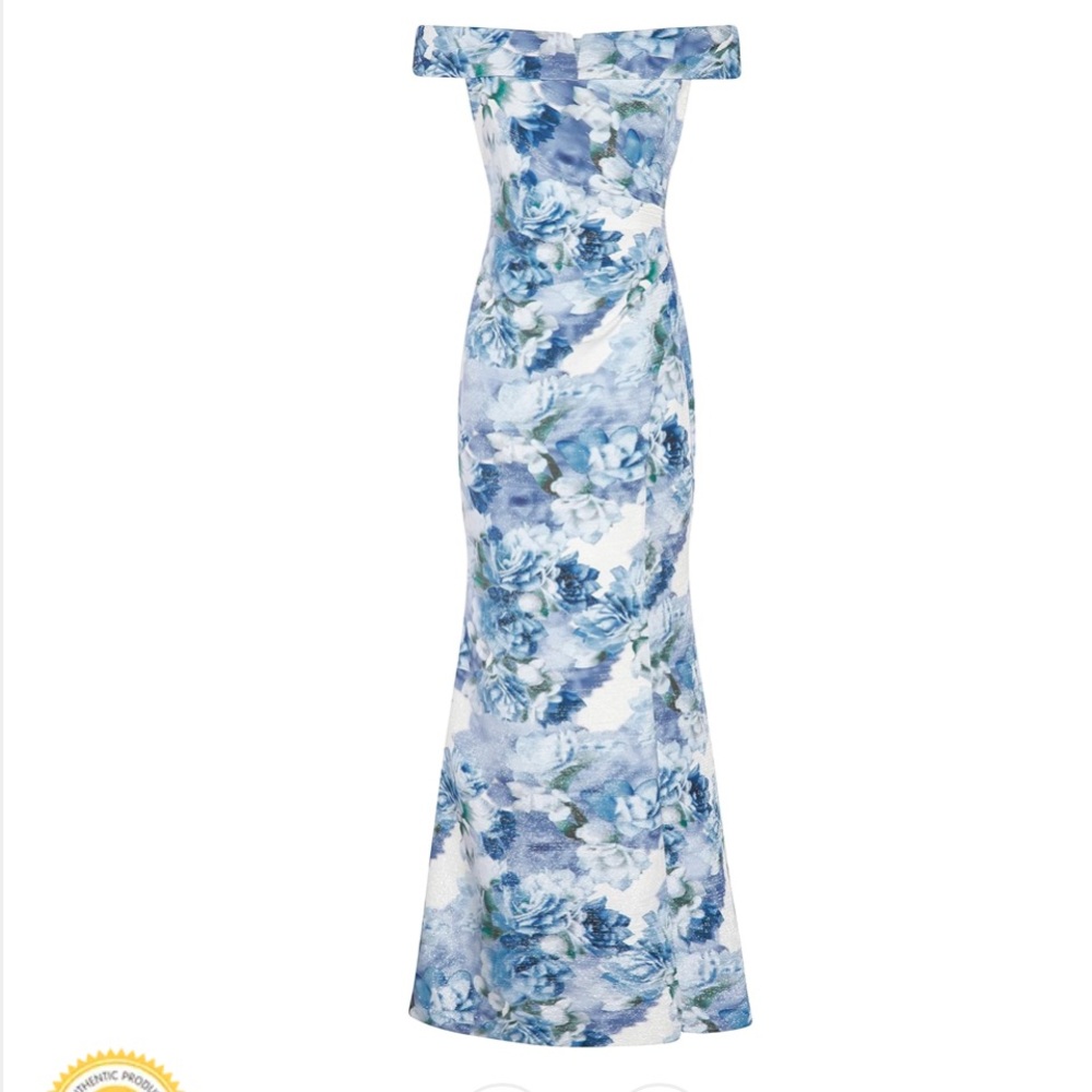 Adrianna Papell Floral Metalic Gown